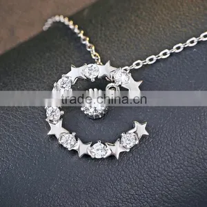 925 Sterling Silver Pendants Jewelry Engraved Circle Star Pendant Necklace thumbnail-2
