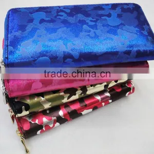 New Designer pu Leather Camo Pattern Zipper Round Lady Wallet thumbnail-1