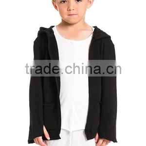 Children Open Front Black Hip Hop Hooded Coat thumbnail-1
