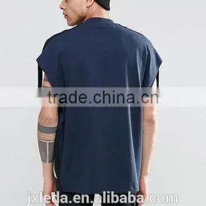 Custom Men Fashion Super Oversized Sleeveless Heavyweight Jersey T-shirt With Taping thumbnail-2