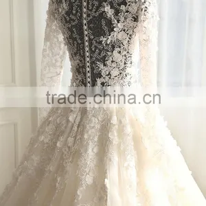 Custom Made White See Through Women Wedding Dress Empire Vintage Floor Length Princess Party Dress YDYS15B0201 thumbnail-6