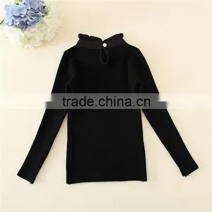 Model for Kids Knitted Solid Sweaters Mandarin Collar Children Cardigan Sweater for Girls thumbnail-2