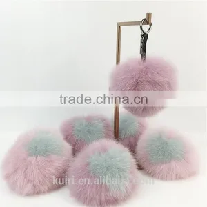 Love Heart Letter Real Natural Fox Fur Keyrings Bag Charm Bag Handbag thumbnail-3