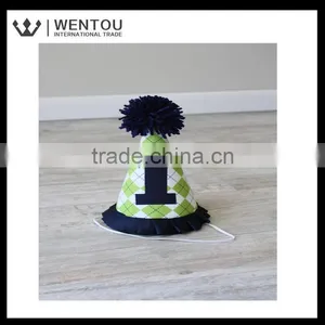 Wholesale Navy Blue and Green Argyle Number Birthday Hat thumbnail-1