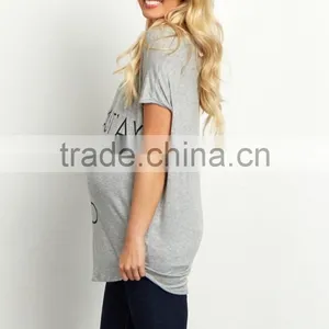 Wholesale Graphic Print Short Sleeve Maternity Wear Fashion Women Maternity Top thumbnail-3