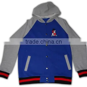 Wholesale High Quality Zip up Hoody Ribbed Cheap Baseball Jackets Australia thumbnail-6