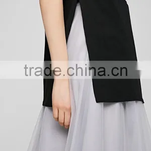 Women's English Pattern High Quality Cotton Long Printing Casual t Shirt With High Split Sides thumbnail-5