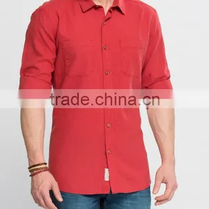 Pink Solid Super Skinny Long Sleeve Buttonless Shirt thumbnail-1