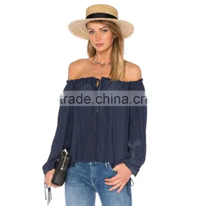 2016 New Patch Work Blouse Designs Off Shoulder for Ladies thumbnail-1