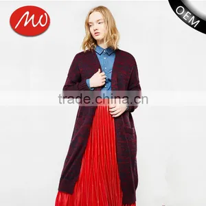 Women's Long Tunic Wrap Around Mixed Wool Cardigan Sweater With Wholesale Price thumbnail-1