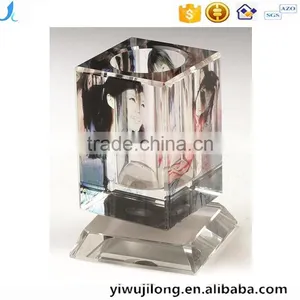 Promotional Logo Customized Personalized Office Crystal Glass Desktop Pen Holder thumbnail-1