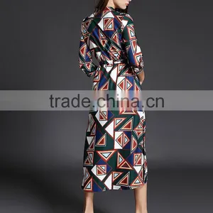 New Designs Elegant Women Printed Loose Shirt Printed Dress With Pattern Satin Dress Designs thumbnail-4