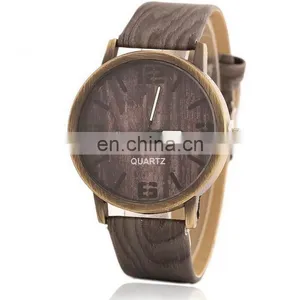 Unisex Student Teens Vintage Imitation Wood Strap Watch thumbnail-1