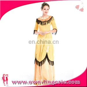 Medieval Renaissance Woman Queen Halloween Costume Yellow thumbnail-6