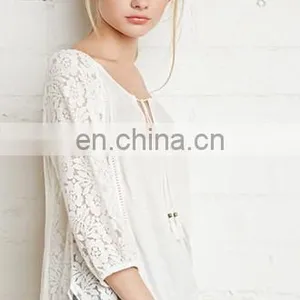 Casual Girls O-Neck Long Sleeve Lace T-Shirts thumbnail-2