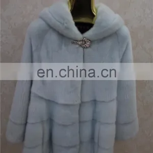 China Supplier Imported Mink Fur Jacket Blue Women Genuine Mink Fur Coat For Winter thumbnail-3