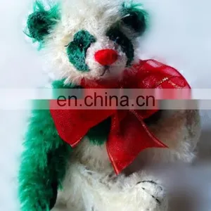 Plush Mini Green and White Panda Toy Teddy Bear With Ribbon thumbnail-1