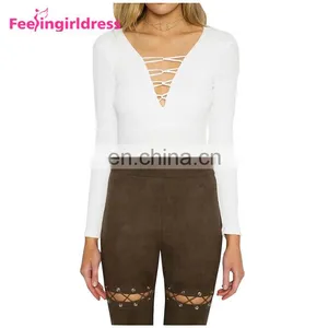 Latest Design Big Stock Dark Red Knitting Bodysuit Long Sleeves Women Sexy Jumpsuits Rompers thumbnail-5