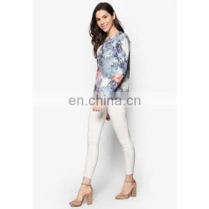 Latest Crew Neck Sweatshirt and Tops for Women Long Sleeve Muslim Blouse thumbnail-2
