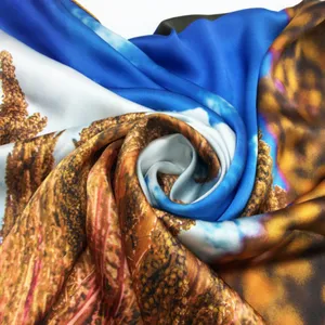 Fashion Design Custom Digital Print Silk Scarf For Small Women thumbnail-4