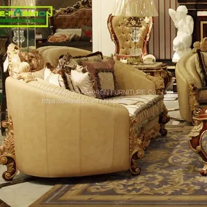 OE-FASHION Solid Oak Wood Furniture Fabric Wooden Frame Countryside Style Sofa Sets thumbnail-2