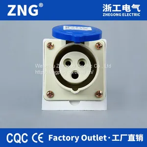 16A 230V 3 Pin Surface Mounting Industrial Socket IP44, Wall Mounted Industrial Power Socket 16A 2P+PE thumbnail-1