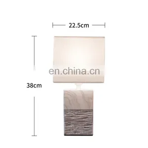 Factory Direct Sale Bulk Cheap Price Cuboid Pillar Ceramic White Modern Marble Table Lamp for Hotel Bedside thumbnail-5