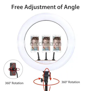 Dimmable 18'' LED Selfie Ring Light Photography Lighting 2.1M Tripod Stand Video Live LED Selfie Ring Lamp With Tripod thumbnail-6