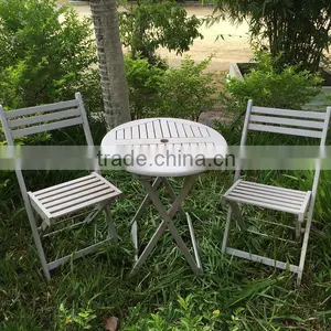 Best Selling Bistro Set - Grey Wash Acacia Balcony Chair and Table - Made in Vietnam Outdoor Furniture thumbnail-1