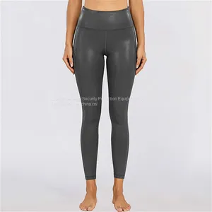 High Strength Sports Yoga Leggings With Pockets Women Workout Shiny Pants thumbnail-1