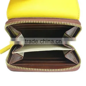 Wholesale Real Cow Leather Women Money Pouch Contrast Color Coin Holder Purse Zip Around for Women thumbnail-6