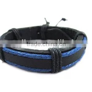 Handmade Cowhide Leather Men Wrap Slider Charm Bracelet Bangle for Gifts thumbnail-4