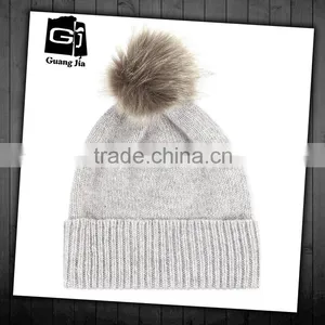 Knitted Real Fur Pom Pom Attached Crochet Fancy Baby Beanie Hats Quality Choice thumbnail-1