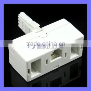 BT 1 Male to Dual Female RJ11 6P4C Plug Telephone Cable Adapter thumbnail-1