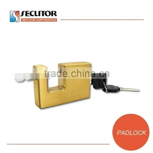 Rectangular Heavy Duty Brass Padlock and Key thumbnail-3