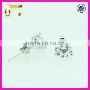 925 Sterling Silver Stude Earring Three Claw CZ Stone Earring thumbnail-2