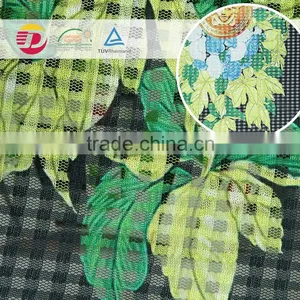 China Supplier Green Plant Flower 100% Polyester Print Tulle Knit Cheap Lace Fabric thumbnail-2