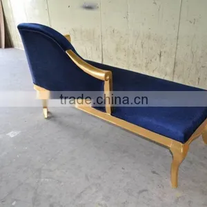 Royalblue Velvet Gold Frame Lounge Chaise XY2869A thumbnail-4
