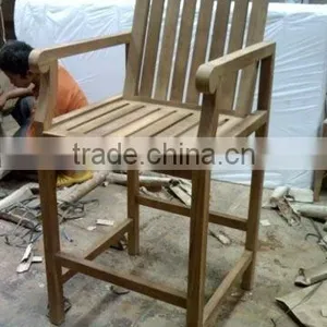 Bar Chair With Armrest for Outdoor - Wooden Bar Chair thumbnail-1