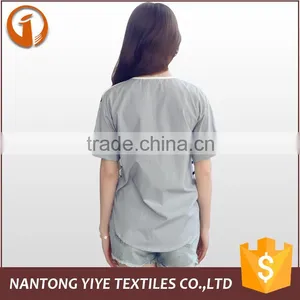 2016 Wholesale EXW Girls/ladies Fashion Cotton Stripe Round Collar Short Sleeve T-shirt Women thumbnail-3