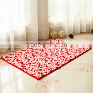 Indoor Mosaic Pattern Pink Chenille Microfiber Rugs thumbnail-1