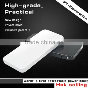 Brand New Colorful Ultra Thin Power Bank Built-in Retractable Usb Cable thumbnail-1