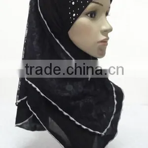 H259 Latest Muslim Hijab With Lace Layer thumbnail-4