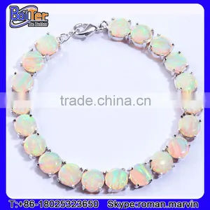 Wholesale Women Jewelry 925 Stelring Silver Synethic Fire Opal Bracelet thumbnail-2