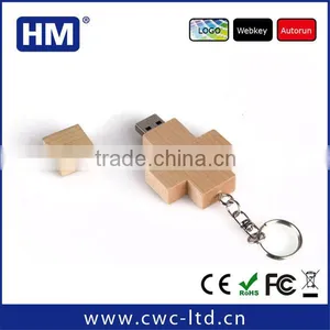 Bulk Cheap Pendrive Logo Solution Promotion Gift Cross Shape Usb Flash Drive, Wood Usb Stick thumbnail-1