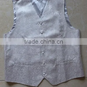 Microfiber Solid White Polyester Woven Wedding Vest thumbnail-1