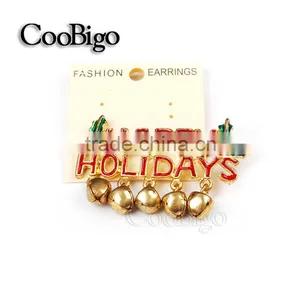 Fashion Jewelry Christmas Happy Holidays Regards Words With Little Bell Pin Brooch Party Gift Promotion Apparel Accessories thumbnail-3