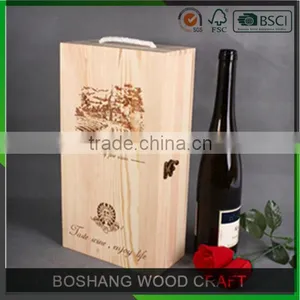 Red Wine Box Cheap Wooden Wine Boxes Pine Wood Wine Boxes thumbnail-1