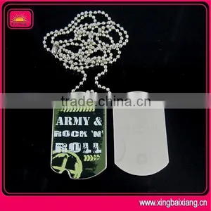 Metal Zinc Alloy Printed Logo Military Dog Tags With Ball Chain thumbnail-2