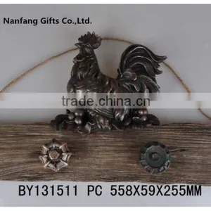 Home Decoration Polyresin Cock Wall Plaque thumbnail-1